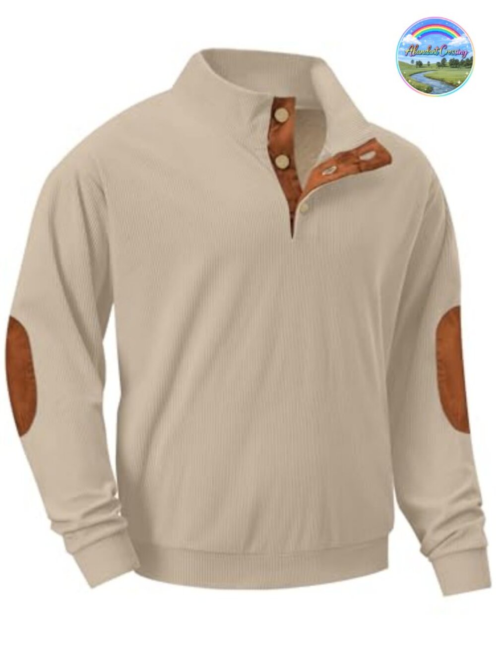 Men's Heavyweight Fleece Corduroy Sweatshirt Mock Neck 1/4 Button Pullover